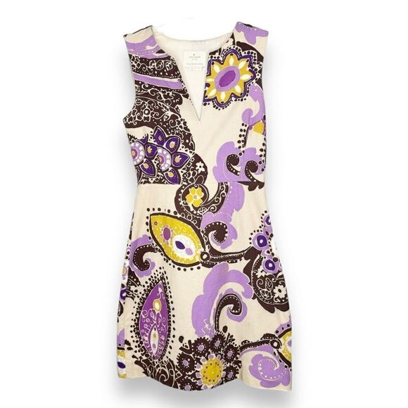 Kate Spade Keiran Dress Hydrangea Moroccan Paisley Cotton Sheath Women’s Size 2 - Picture 4 of 16